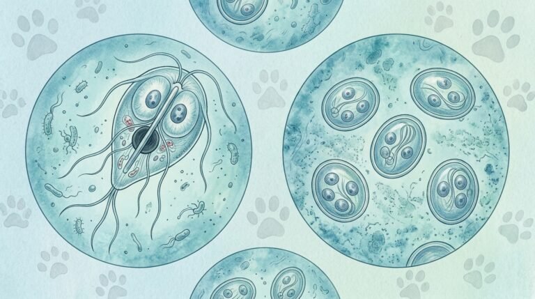 Microscopic view of Giardia parasites illustrating the connection between urban park environments and canine giardiasis risk